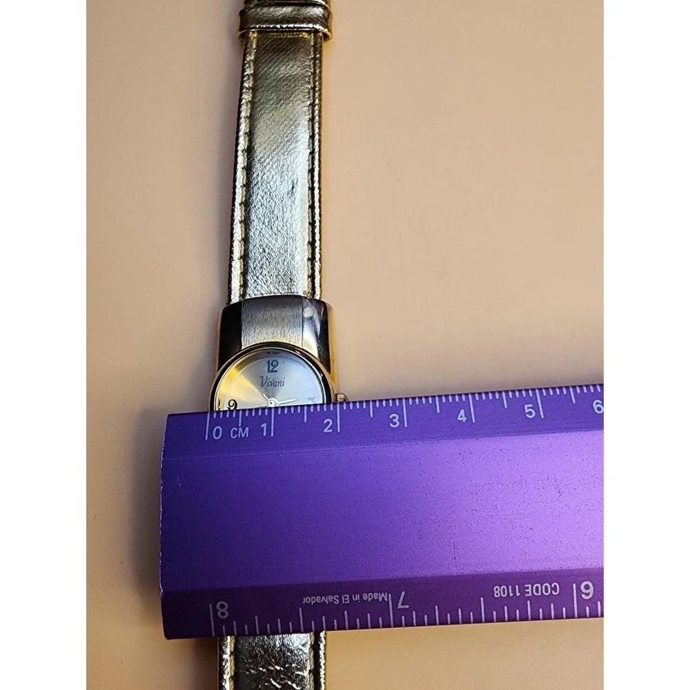 Vtg VIVIANI Gold Tone Watch With Gold Leather Band New Battery FREE $HIPPING!!